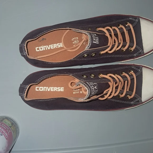 Casual Low-Top Converse Canvas Sneakers in Dark Brown with Tan Accents - Picture 2 of 6
